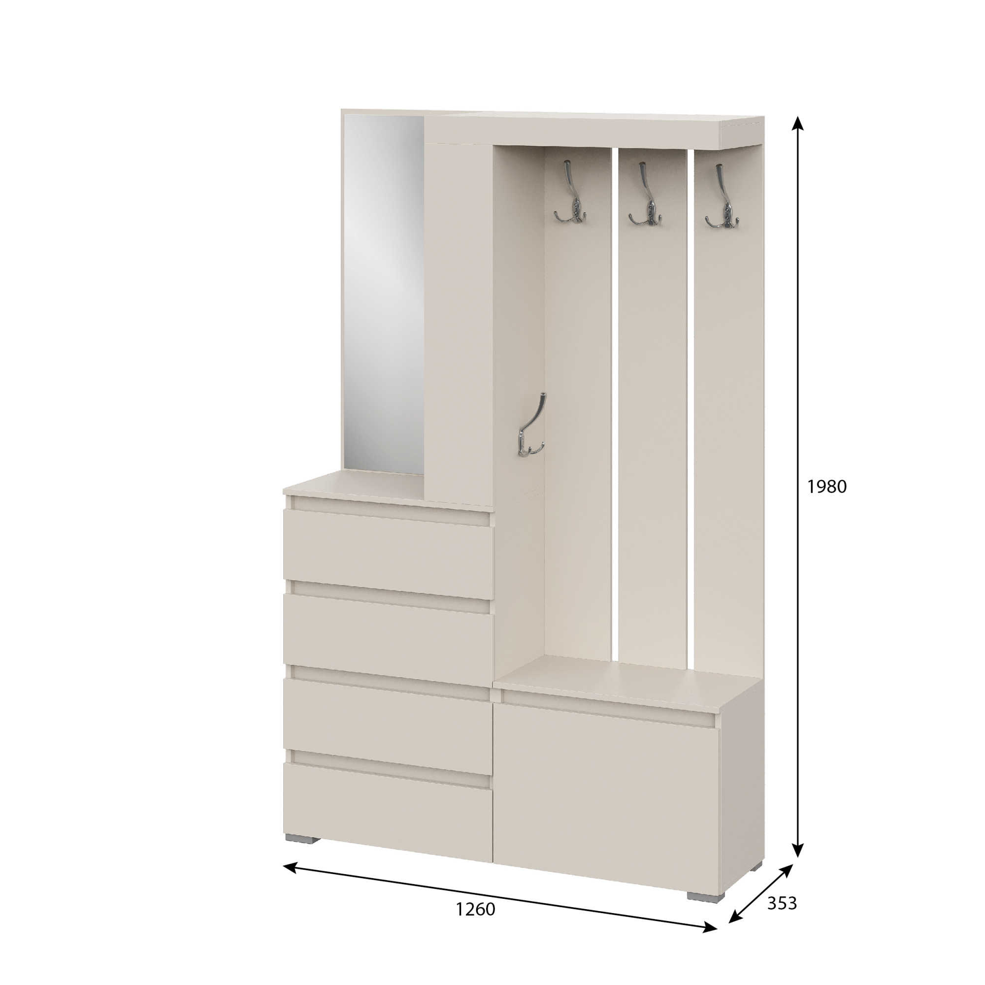 Люмо Прихожая 1260х1980х353 (Кашемир)