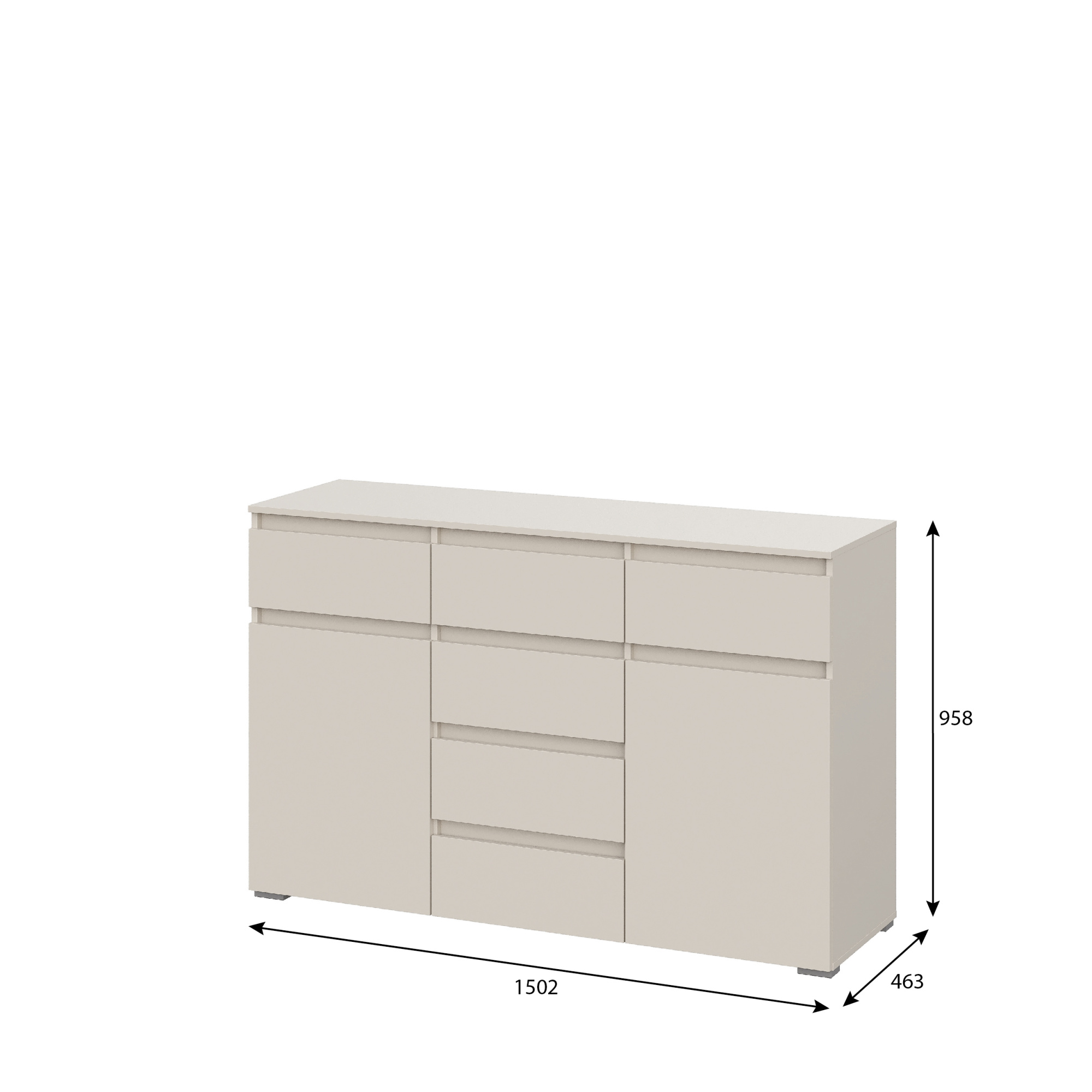 Люмо Комод КМ 05 (6 ящиков) 1502х958х460 (Кашемир)