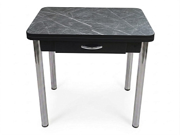 Стол Ломберный с ящ 600*800 (1200) ноги хром Черное Пл.3102 Черный тунис Висма
