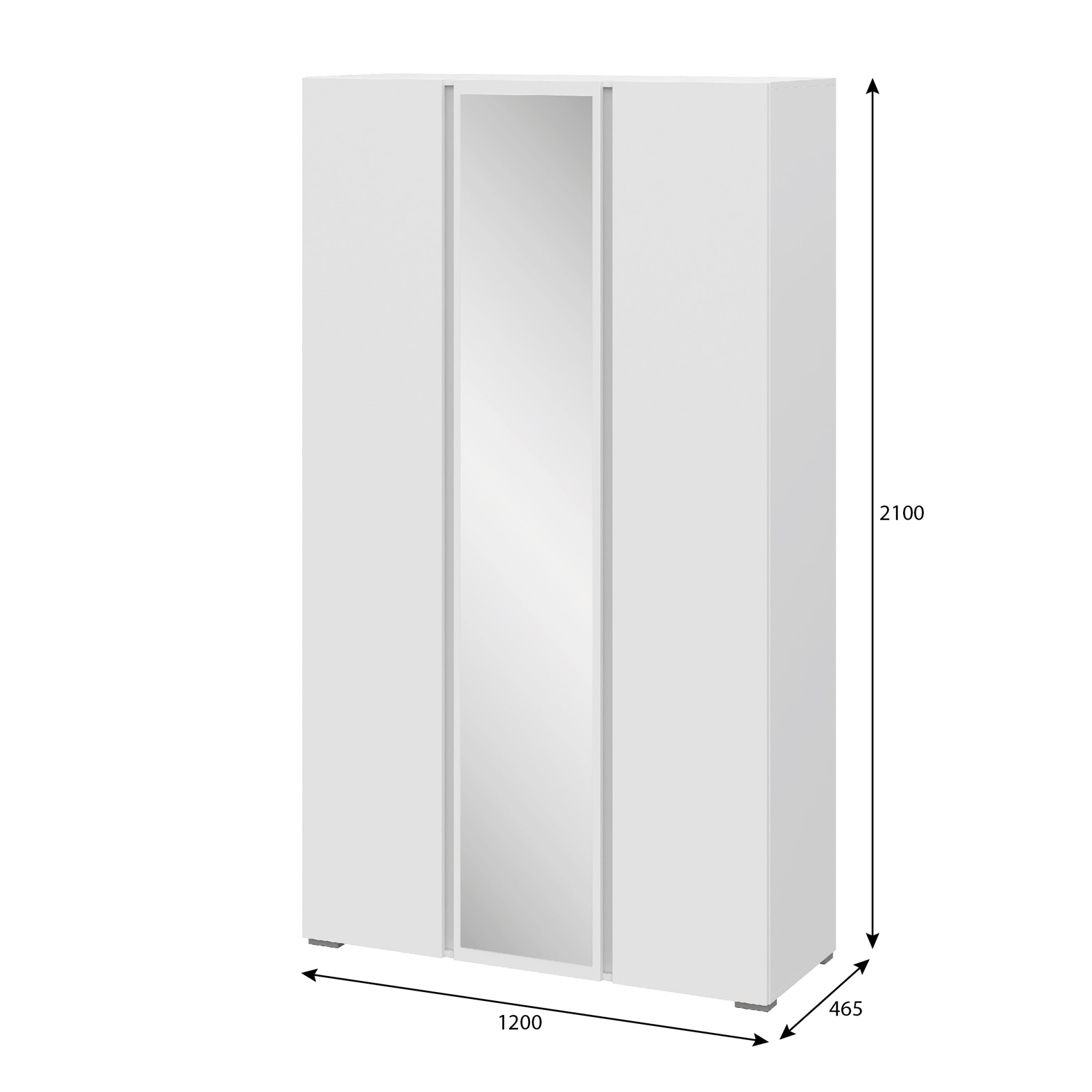 Люмо Шкаф с зеркалом ШК 02 1200х2100х460 (БЕЛ/БЕЛ)