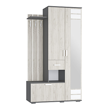 Прихожая "Лира" ПР-04 Графит/Дуб крафт белый