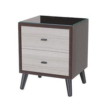 Тумба прикроватная интерьерная Ланс коричневый/мдф сандал белый