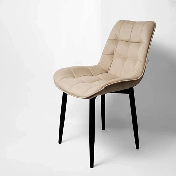 Стул "Бостон" черный матовый (Velutto 07 бежевый)