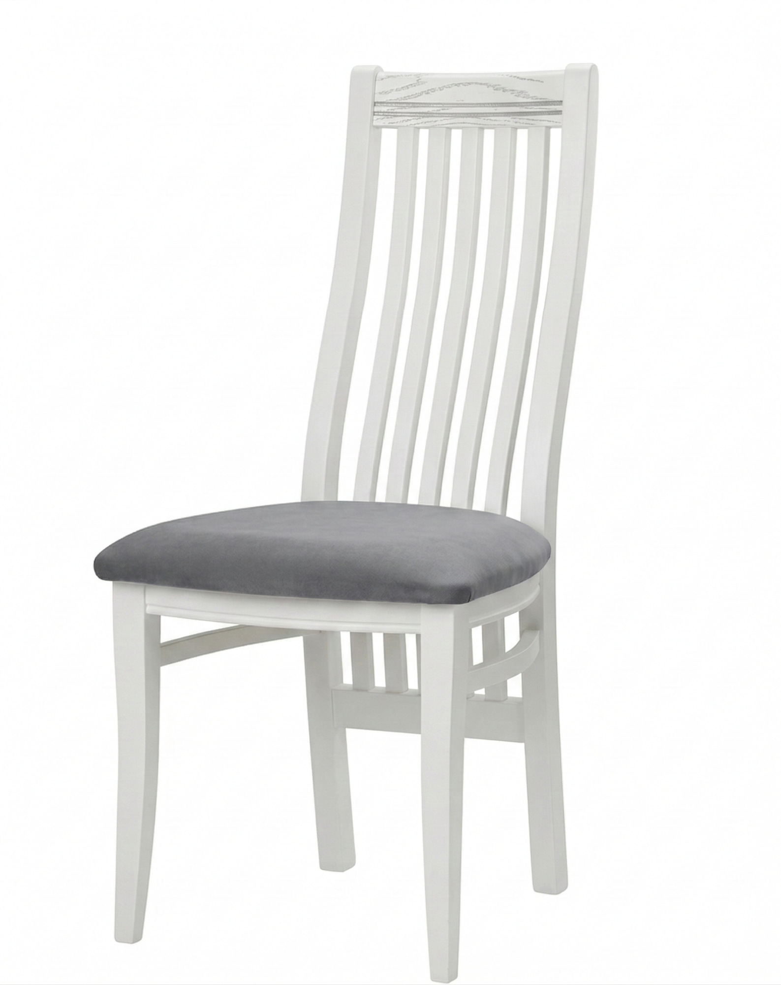 Стул Альпина (BOX 4) белая эмаль+патина серебро Тк. PROSHE-V32 (серый)