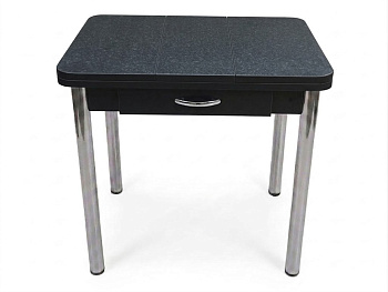 Стол Ломберный с ящ 600*800 (1200) ноги хром Черное Пл.5003ТС Черный иней Висма