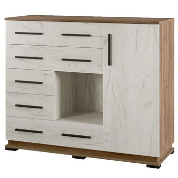 Гостиная Модена комод МК-2 Дуб крафт табачный/Дуб крафт белый