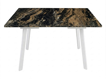 Стол Олимп раздвижной 1200(1530)*800 ноги лофт белый Белое Пл.7241 мрамор мокко Висма