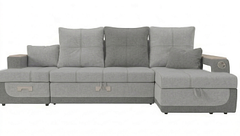 Диван угловой Лотос ДКУ правый Тк.Monaco 14 U-Smoke + Monaco 06 Grey 1 кат Апогей