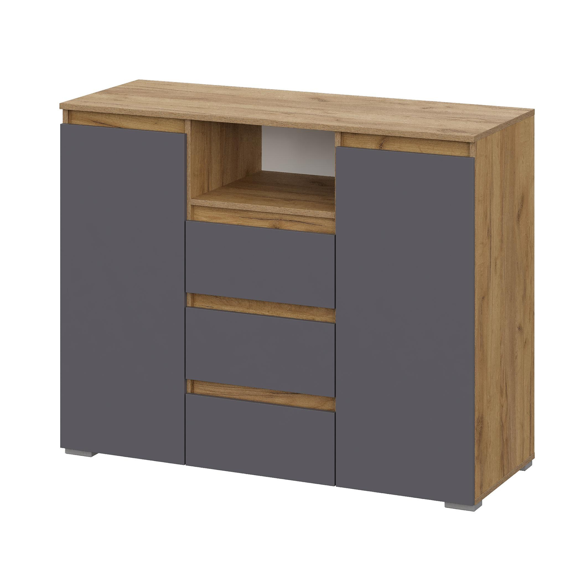 Люмо Комод КМ 05 (6 ящиков) 1502х958х460 (ДУБ КРАФТ ЗОЛОТО/СЕР)