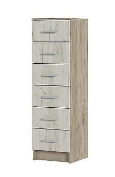 Спальня Комод 6 ящиков ГАРМОНИЯ КМ 602 (0,4х1,34х0,408) фасад ДУБ КРАФТ БЕЛЫЙ/корпус ДУБ КРАФ