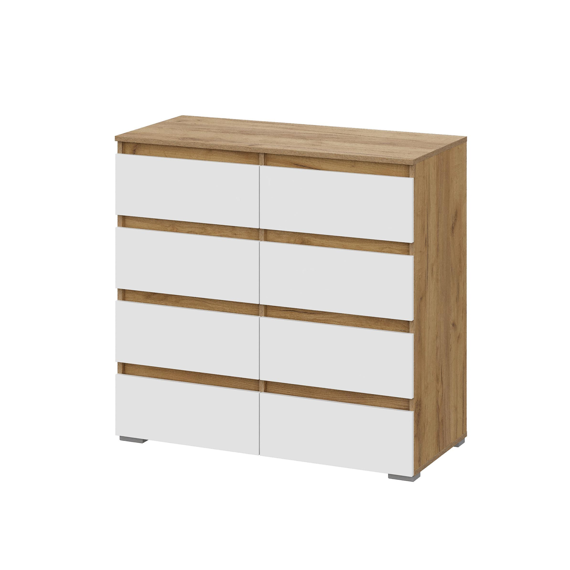Люмо Комод КМ 04 (8 ящиков) 1002х958х460 (ДУБ КРАФТ ЗОЛОТО/БЕЛ)
