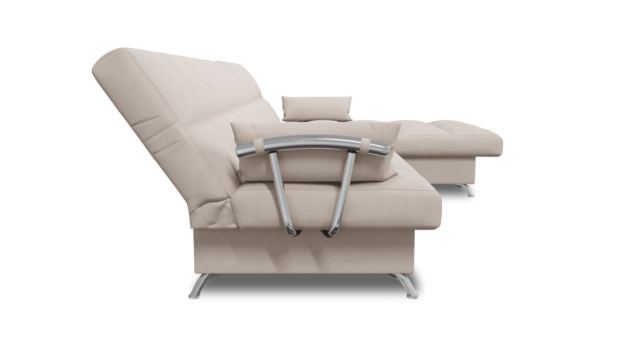 Диван угловой Финка ДКУ с хром бок. Тк.SELFIE Steel 2 кат Апогей