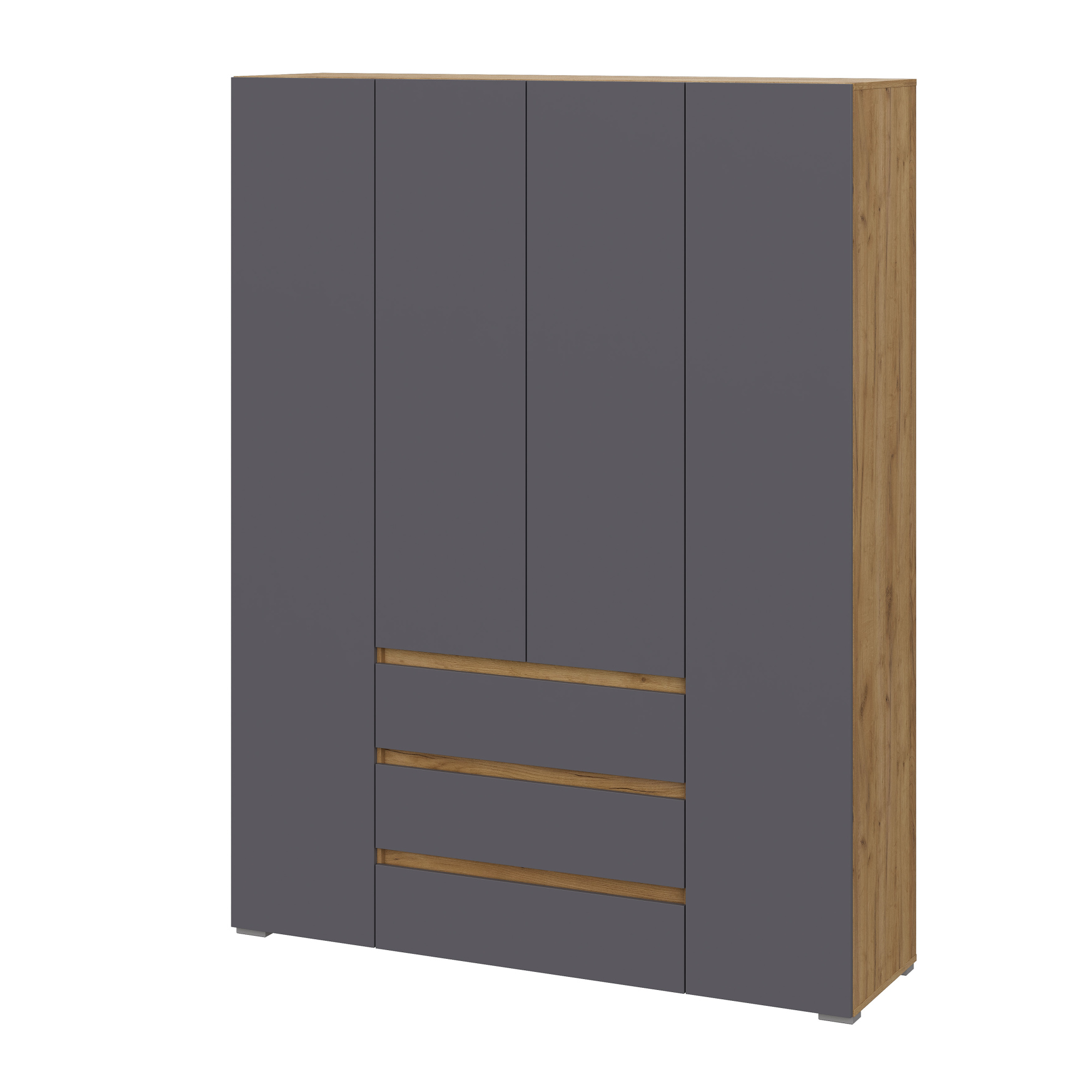 Люмо Шкаф с ящиками 4-х створчатый ШК 05 1600х2100х460 (ДУБ КРАФТ ЗОЛОТО/СЕР)