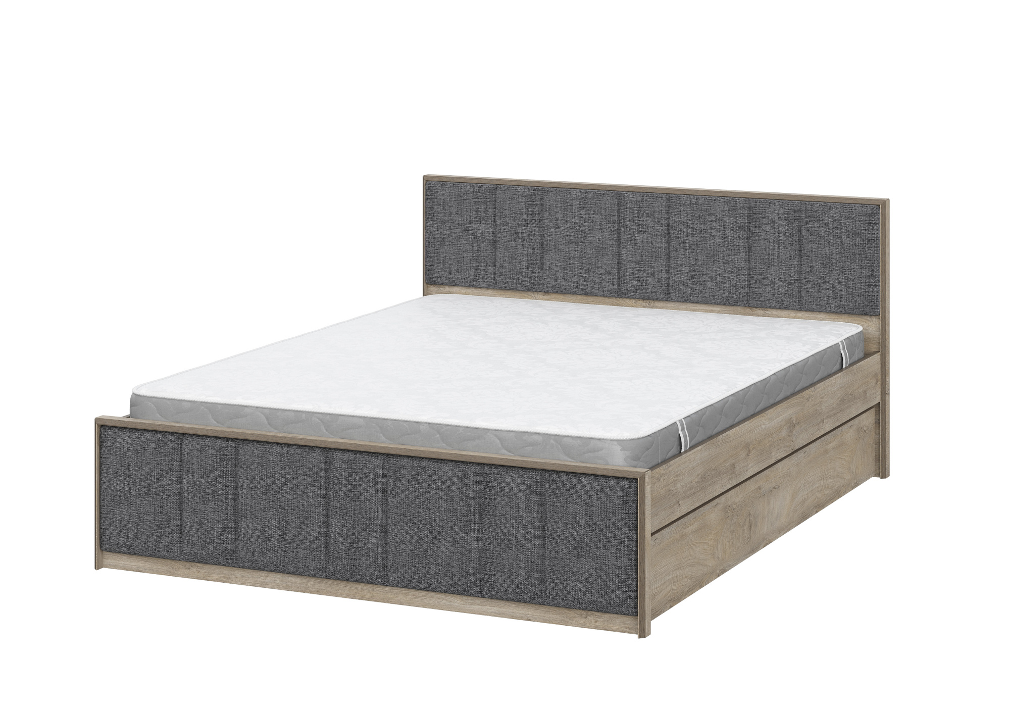 Модульная система "Этна"  Кровать 1600 АБ (Дуб Эндгрейн/Белый гладкий)