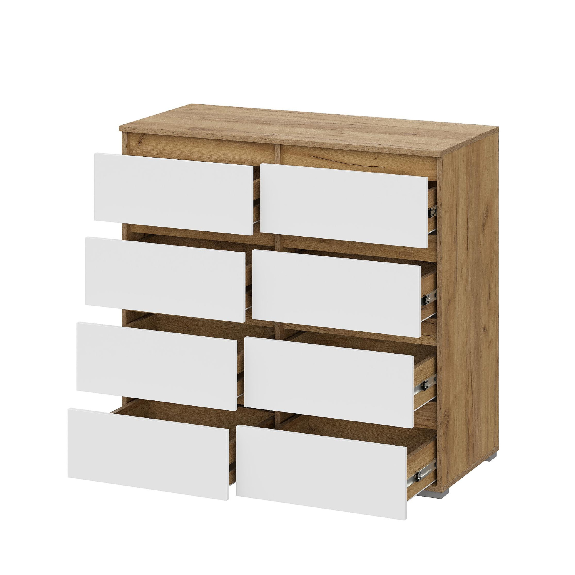 Люмо Комод КМ 04 (8 ящиков) 1002х958х460 (ДУБ КРАФТ ЗОЛОТО/БЕЛ)