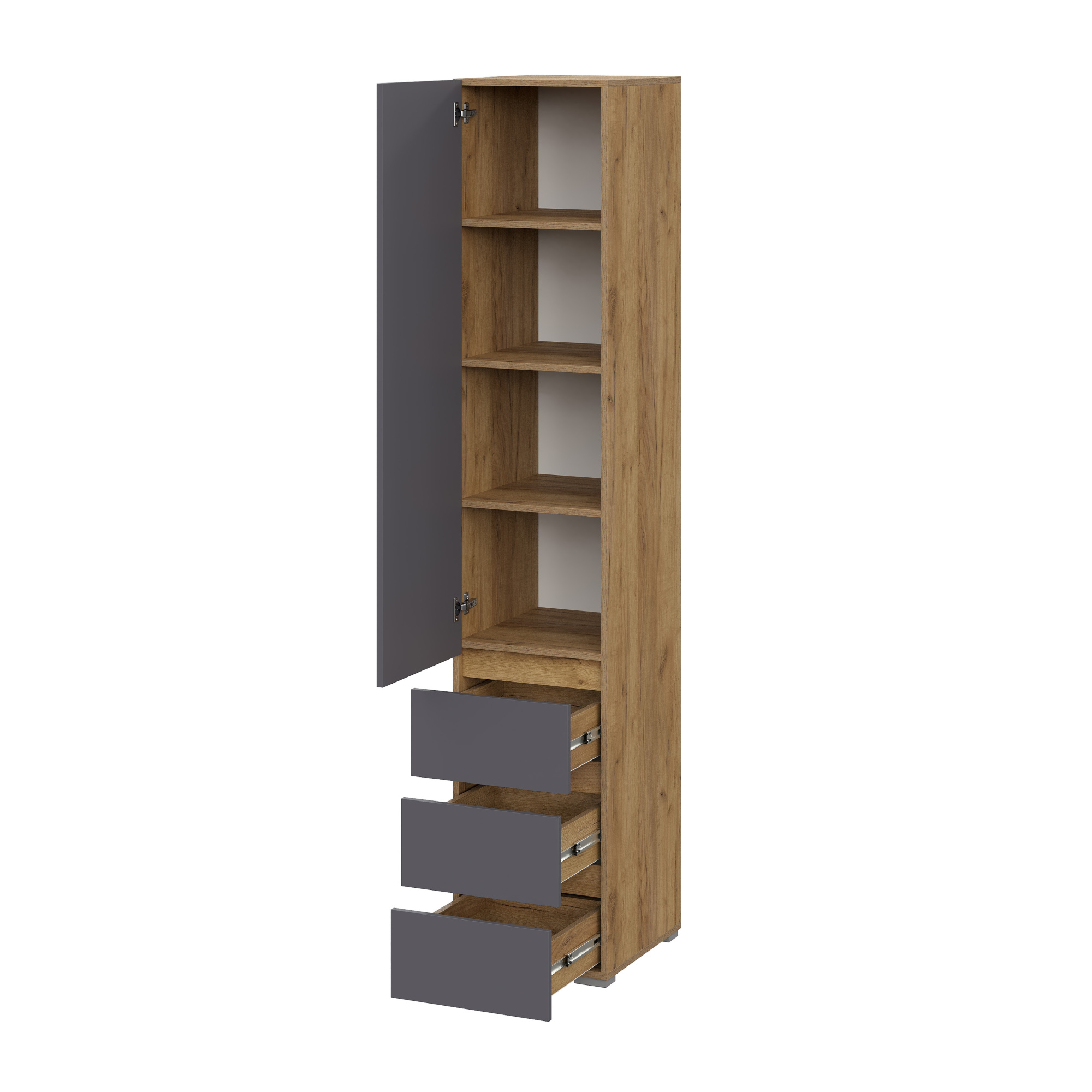 Люмо Пенал с ящиками ПН 03 400х2100х460 (ДУБ КРАФТ ЗОЛОТО/СЕР)